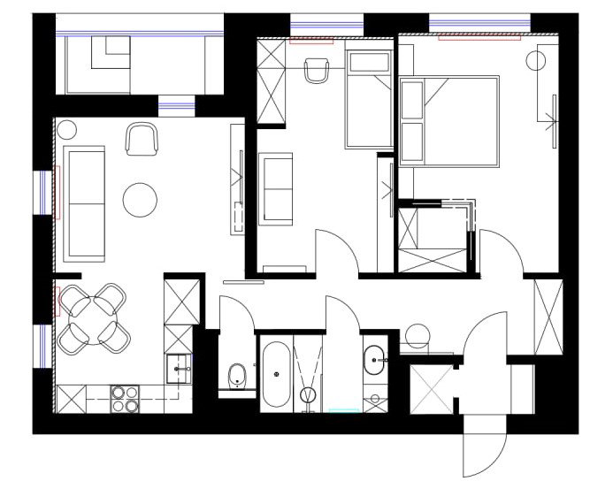 План Дизайн проект трёхкомнатной квартиры в Минске